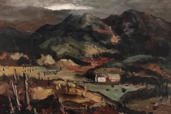 Image: Kenneth Callahan (1905-1986), “Mt. Index”, c. 1935, oil and tempera on board, Cascadia Art Museum, Gift of Milt and Sherry Smrstik. Photo courtesy of Cascadia Art Museum. 